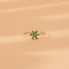925 Sterling Silver Emerald and Diamond Flower Ring - Image 6