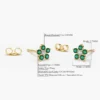 Flower stud earrings with premium CZ emerald and diamond details