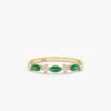 925 Sterling Silver Emerald and Diamond Garland Ring
