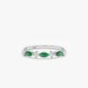 925 Sterling Silver Emerald and Diamond Garland Ring - Image 2