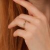 925 Sterling Silver Emerald and Diamond Garland Ring - Image 3