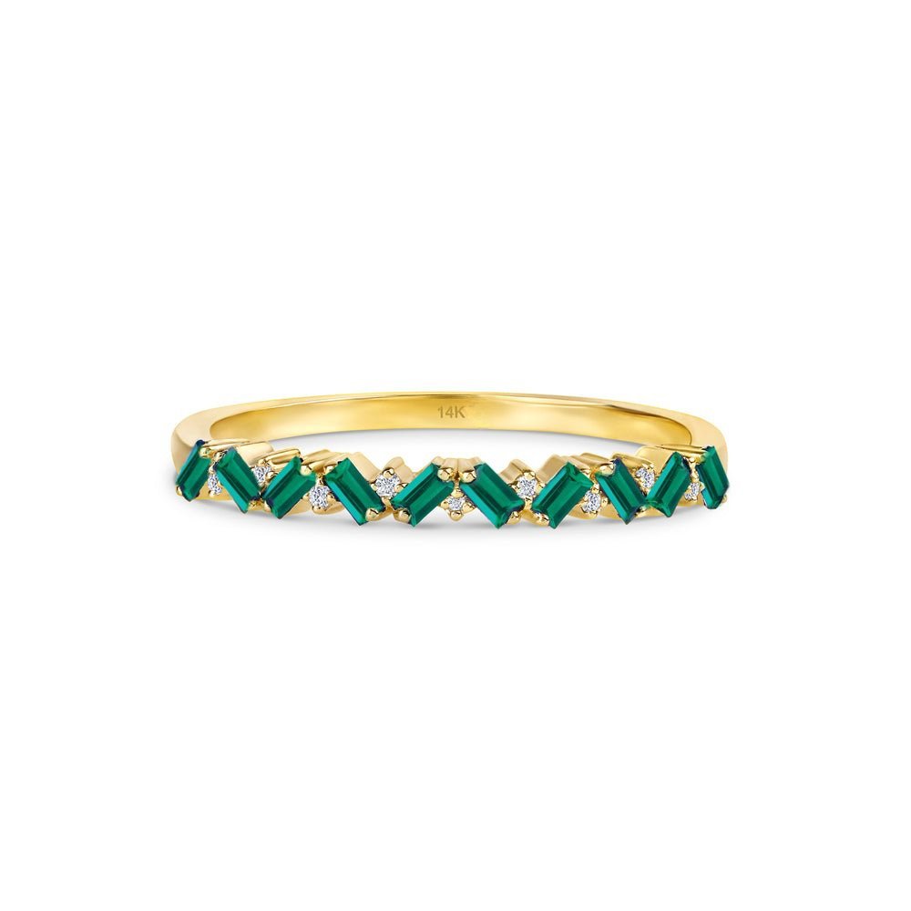 925 Sterling Silver Emerald and Diamond Garland Ring