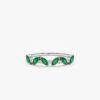 925 Sterling Silver Emerald and Diamond Half Eternity Ring
