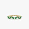 925 Sterling Silver Emerald and Diamond Half Eternity Ring - Image 2