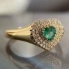 925 Sterling Silver Emerald And Diamond Heart Signet Ring - Image 3