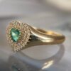 925 Sterling Silver Emerald And Diamond Heart Signet Ring - Image 5