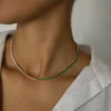 925 Sterling Silver Emerald And Diamond Hepburn Choker