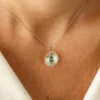 925 Sterling Silver Emerald and Diamond Medallion Necklace - Image 5