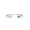 925 Sterling Silver Emerald and Diamond open Cuff Ring - Image 2