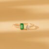 925 Sterling Silver Emerald and Diamond Open Ring - Image 4