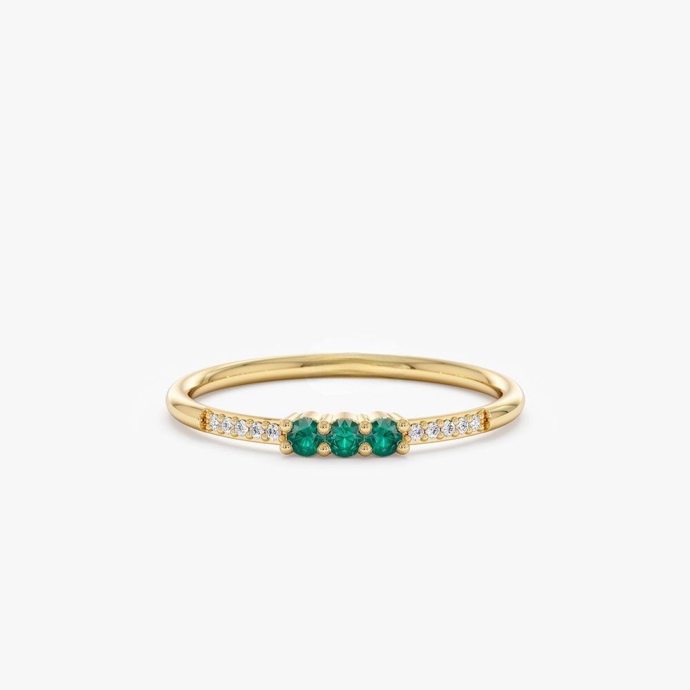 925 Sterling Silver Emerald and Diamond Ring