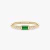 925 Sterling Silver Emerald and Diamond Ring