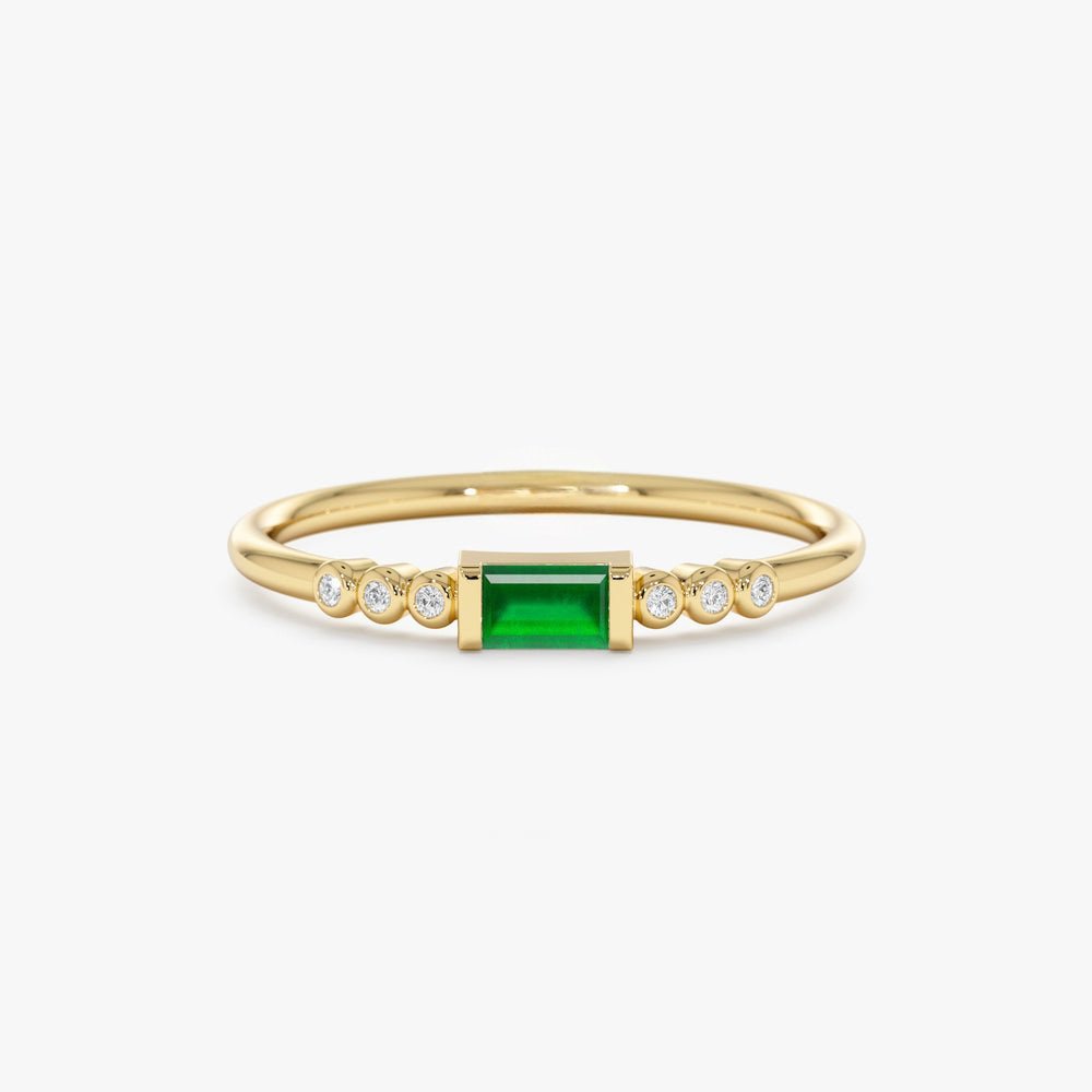 925 Sterling Silver Emerald and Diamond Ring