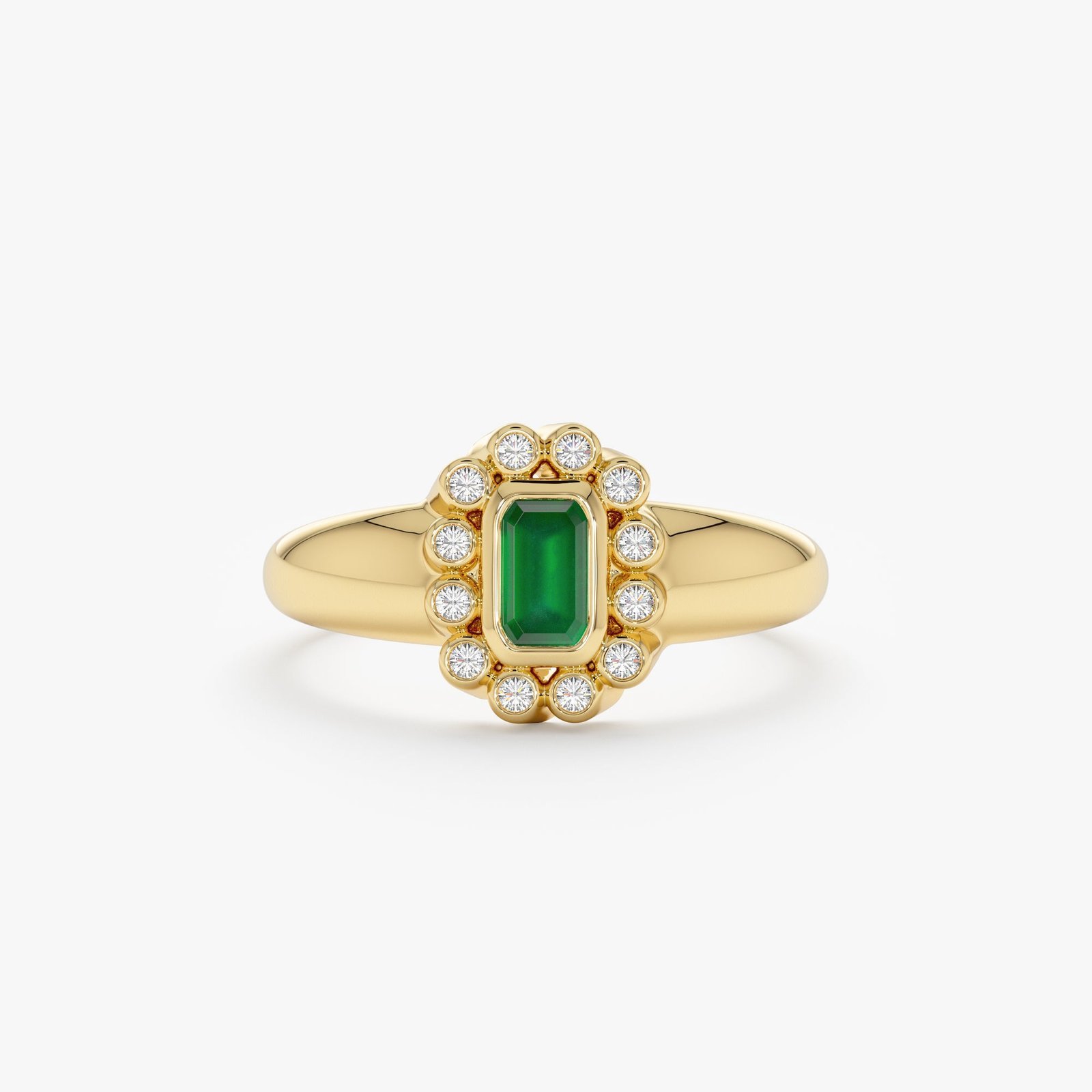 925 Sterling Silver Emerald and Diamond Vintage Ring
