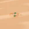925 Sterling Silver Emerald and Diamond Wrap Ring - Image 4
