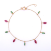 Sterling silver bracelet with emerald and ruby stones