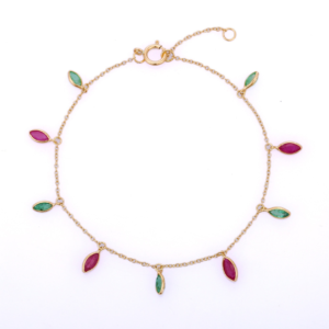925 Sterling Silver Emerald and Ruby Bracelet