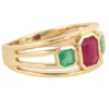 925 Sterling Silver Emerald and Ruby Ring - Image 2
