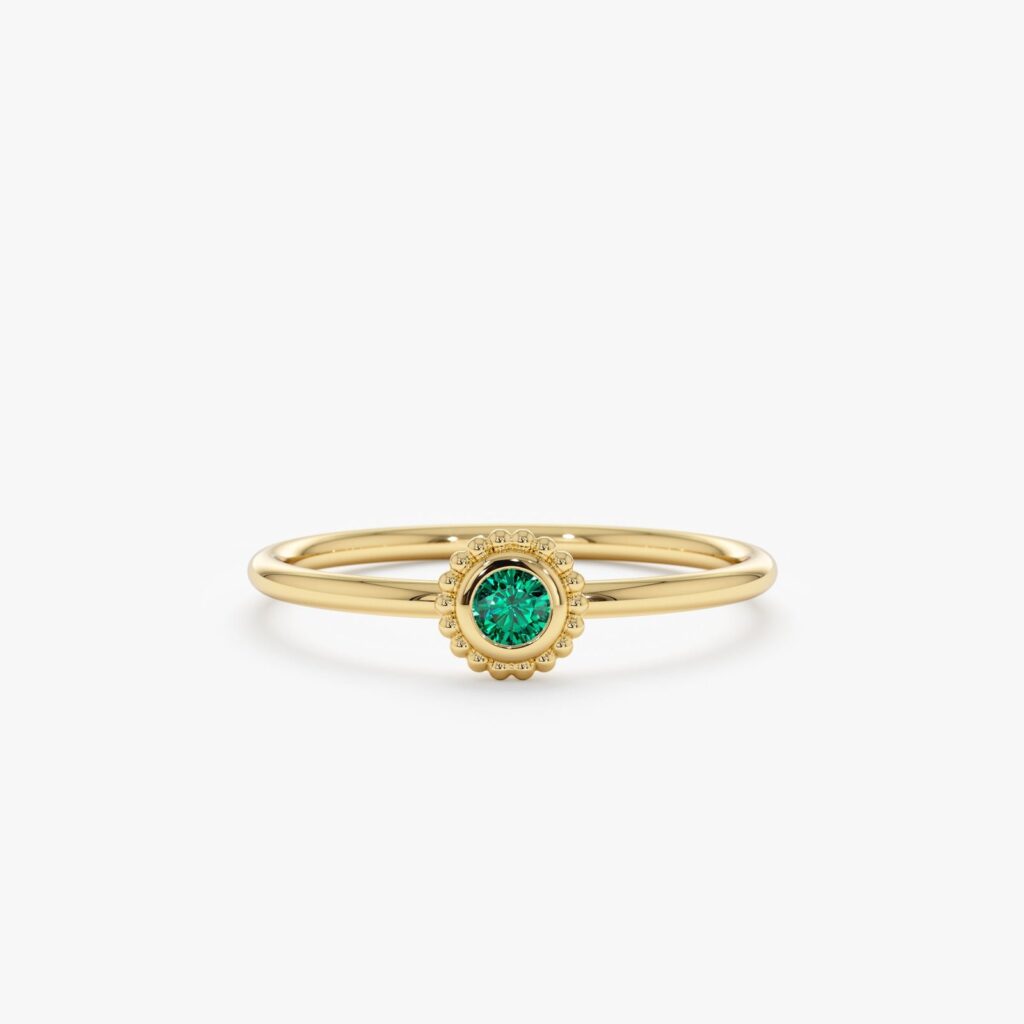 925 Sterling Silver Emerald Art Deco Ring
