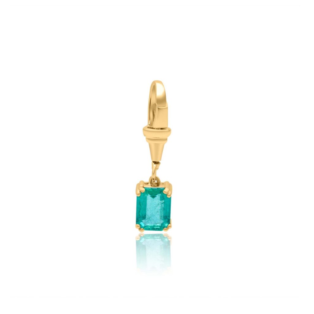 925 Sterling Silver Emerald Baguette Clasp Pendant