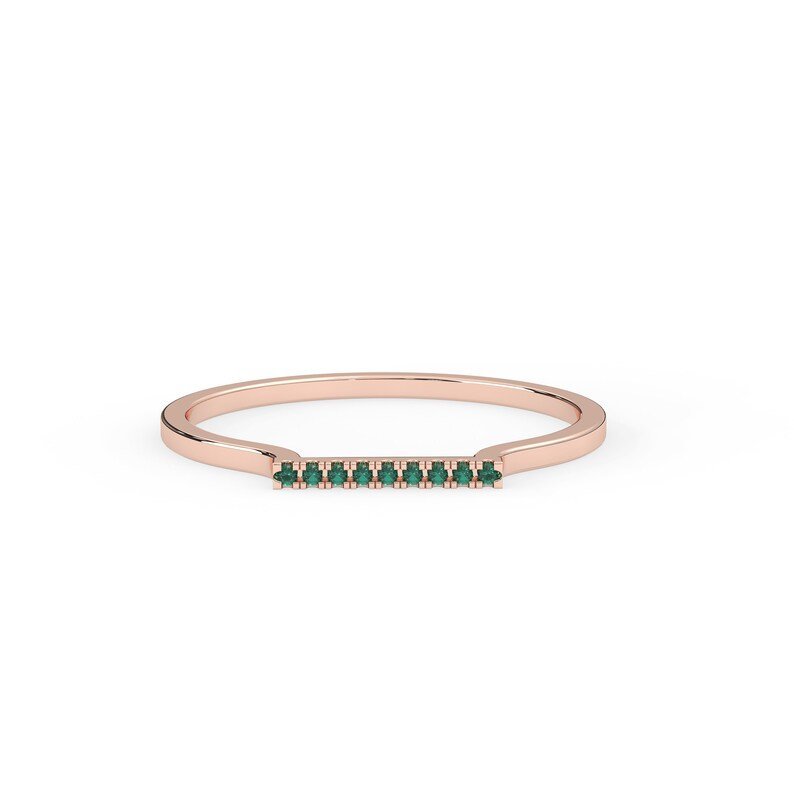 925 Sterling Silver Emerald Bar Ring