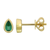 925 Sterling Silver emerald bezel pear stud earring