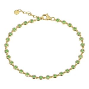 925 Sterling Silver Emerald Bezel Set Tennis Bracelet