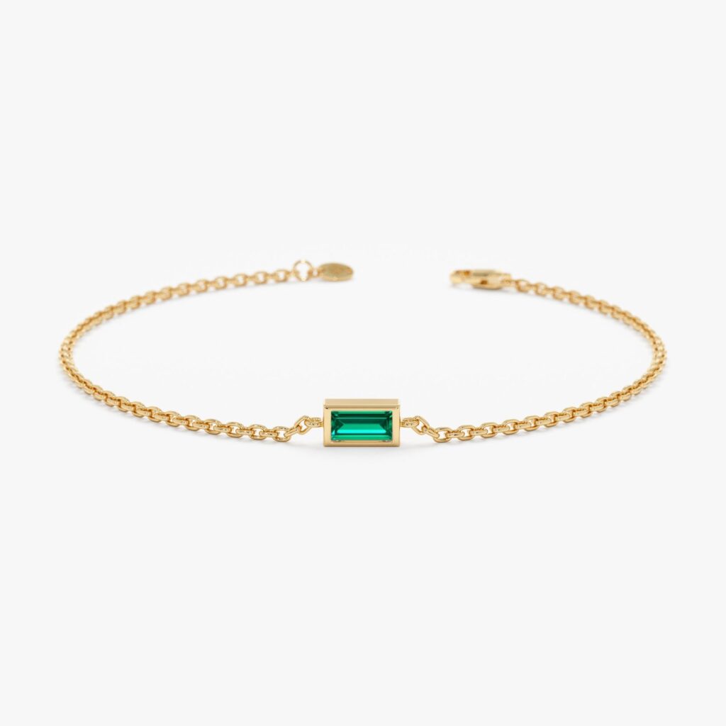 925 Sterling Silver Emerald Birthstone Bracelet