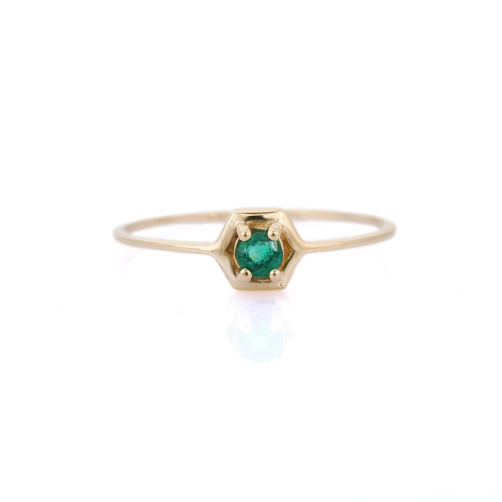 925 Sterling Silver Emerald Birthstone Ring