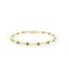 Emerald bracelet with thick gold plating and silver chain