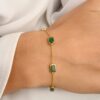 925 Sterling Silver Emerald Chain Bracelet - Image 2