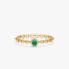 925 Sterling Silver Emerald Chain Ring