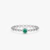 925 Sterling Silver Emerald Chain Ring - Image 2