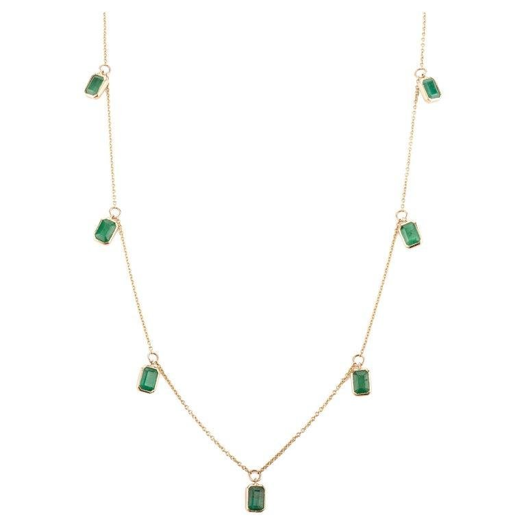 925 Sterling Silver Emerald Charm Necklace