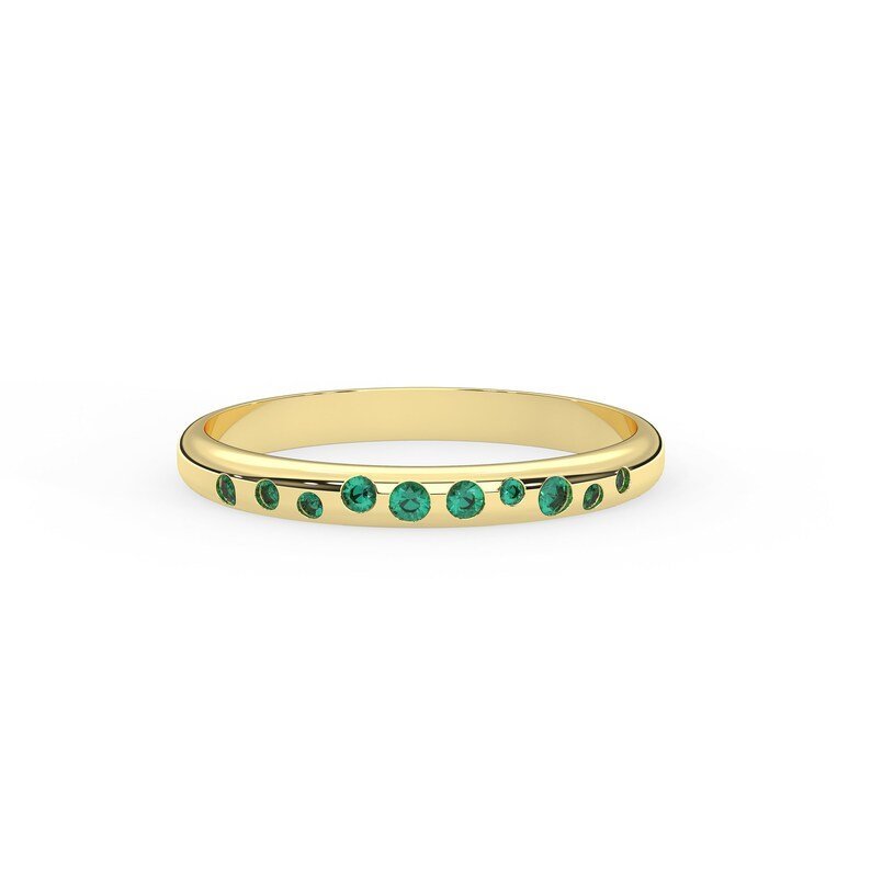 925 Sterling Silver Emerald Cluster Ring