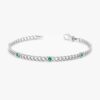925 Sterling Silver Emerald Cuban Chain Station Bracelet - Image 2