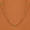 925 Sterling Silver Emerald Cuban Chain Station Necklace - Image 3