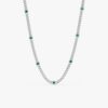 925 Sterling Silver Emerald Cuban Chain Station Necklace - Image 6