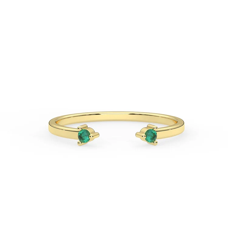 925 Sterling Silver Emerald Cuff Ring