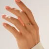 925 Sterling Silver Emerald Curve Ring - Image 2