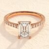 4 Prong 2ct Emerald Cut Diamond Engagement Ring | Multiple Stone on Band - Image 5