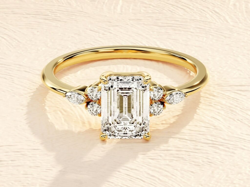 925 Sterling Silver Emerald Cut 3ct Engagement Ring