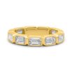 925 Sterling Silver Emerald Cut Diamond Bezel Ring