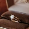 Emerald cut diamond style ring with a classic solitaire setting