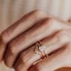 Gold plated sterling silver solitaire ring with premium CZ stone