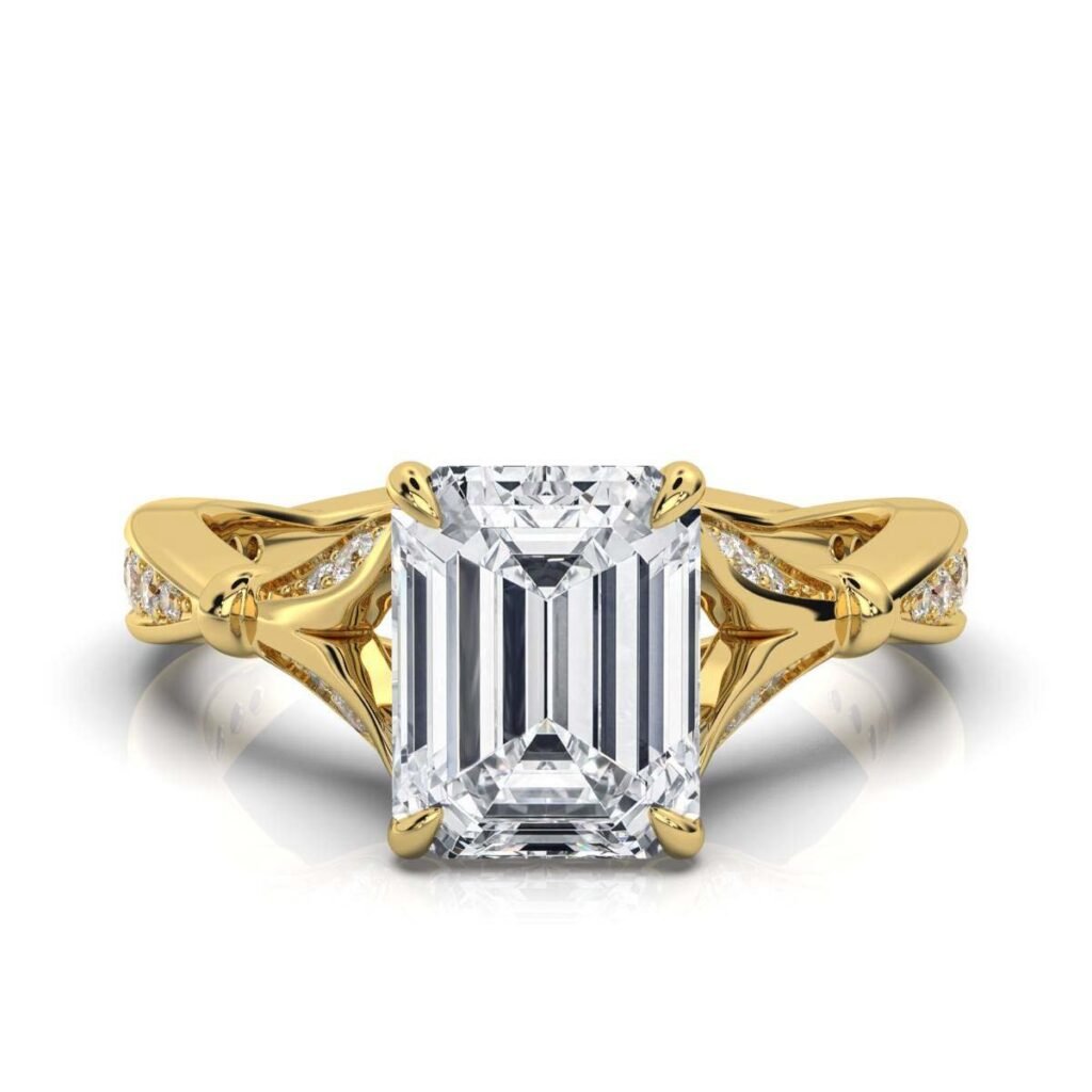 925 Sterling Silver Emerald Cut Diamond Engagement Ring