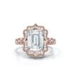 925 Sterling Silver emerald cut diamond engagement ring with pavé accents