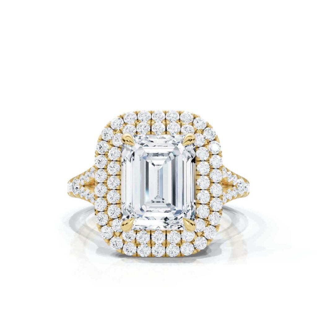 925 Sterling Silver Emerald Cut Diamond Engagement Ring