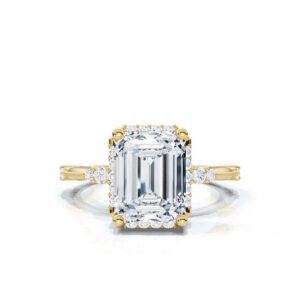 925 Sterling Silver Emerald Cut Diamond Engagement Ring