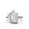 925 Sterling Silver Emerald Cut Diamond Engagement Ring